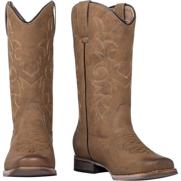 Mid Calf Embroidered Western Cowgirl Boots for Country Concert & Horse Riding - Picture 7 of 8